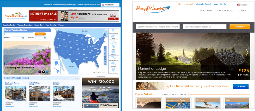 Original versus New Site Design