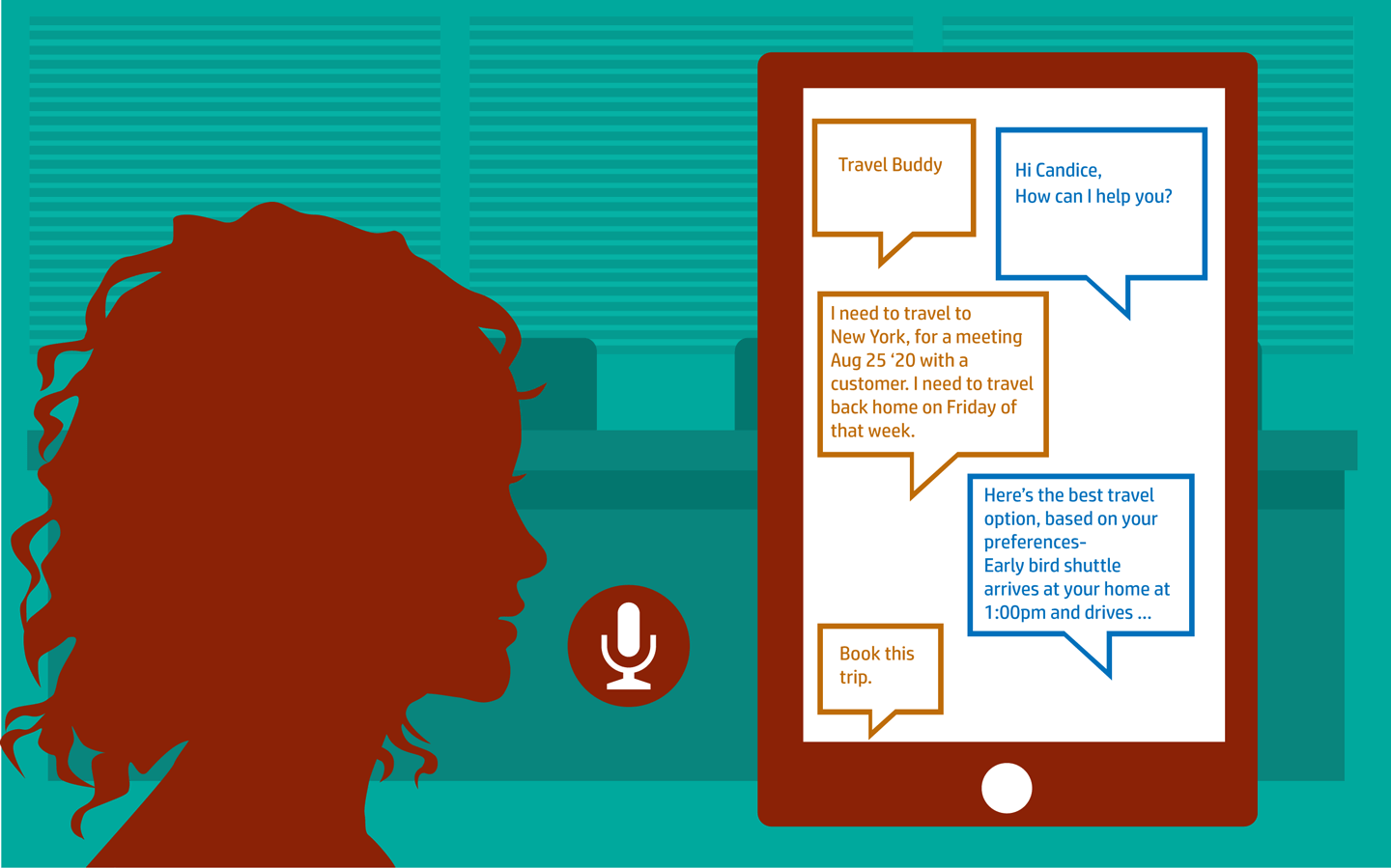 Candice requests an itinerary from Travel Buddy