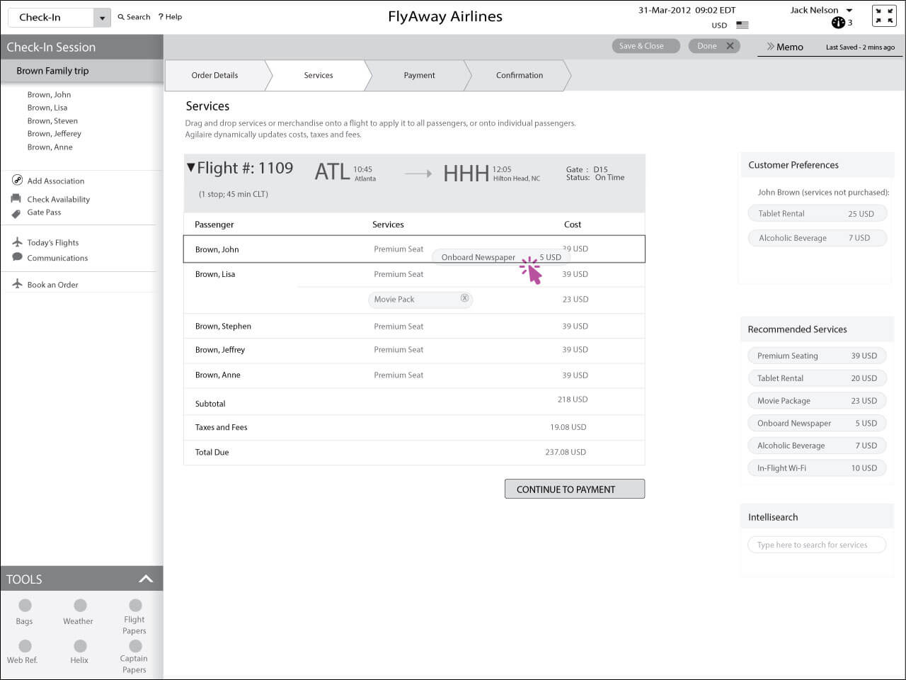 Clicking Continue to move to Payment