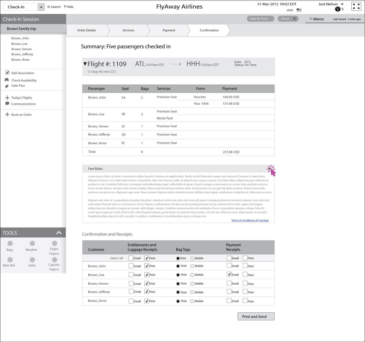 Closing the Fare Rules box