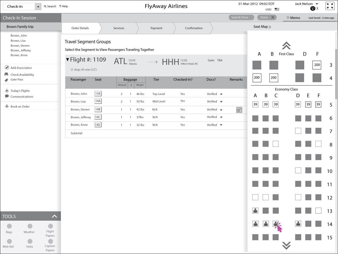 Selecting the whole family and moving them all to adjacent seats
