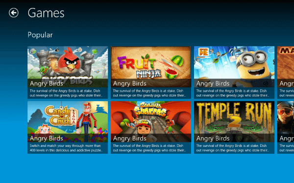 Main Shopping Screen