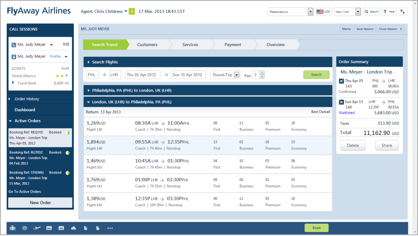 Selecting Return Flight