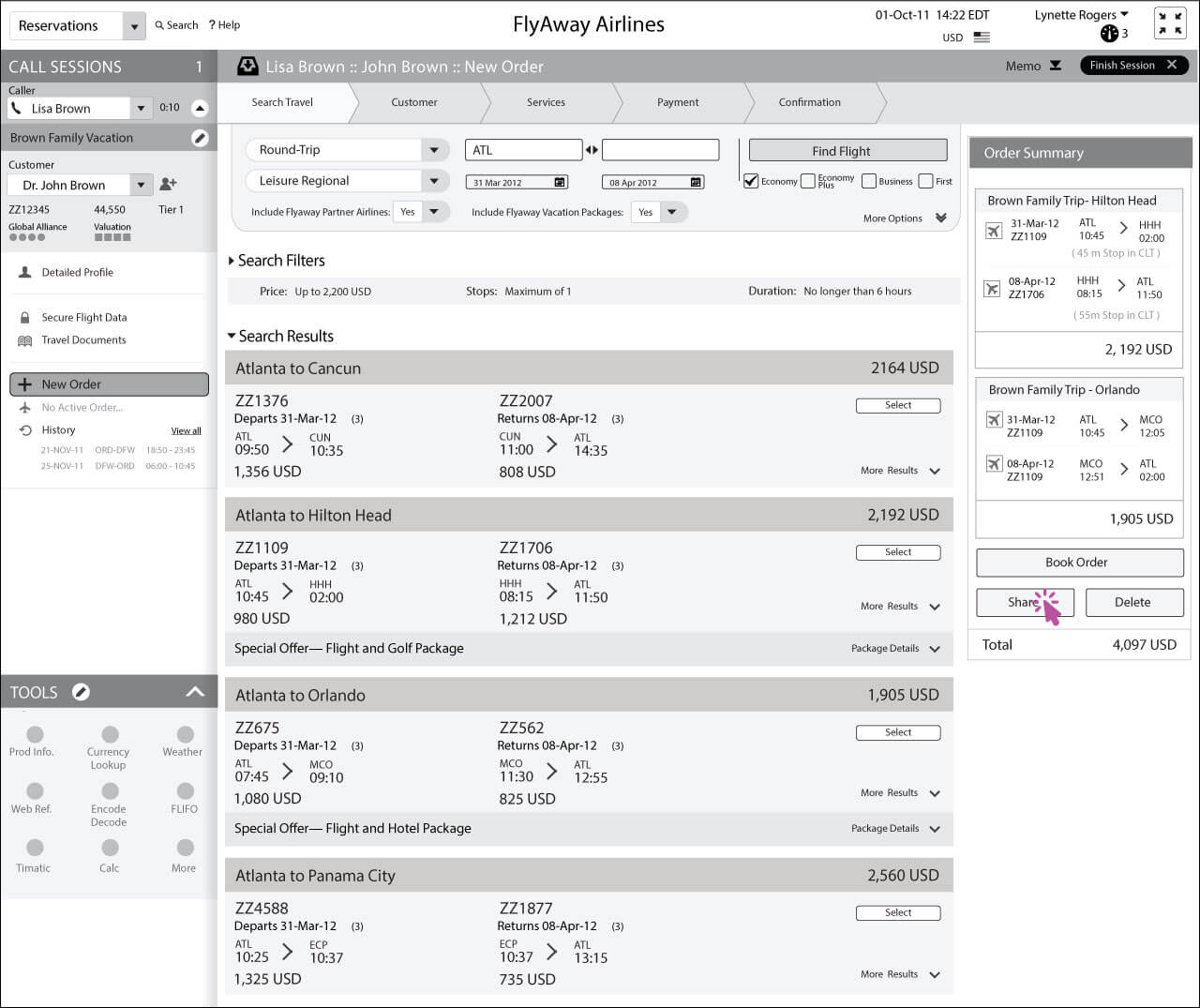 Karen clicks Share to send two options to Lisa and John