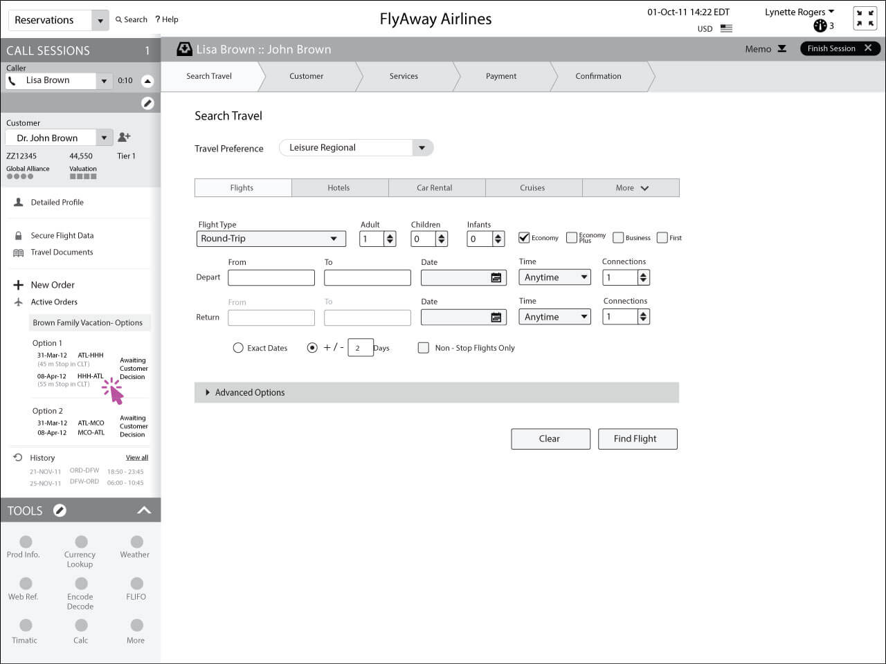 Lynette pulling up saved reservation