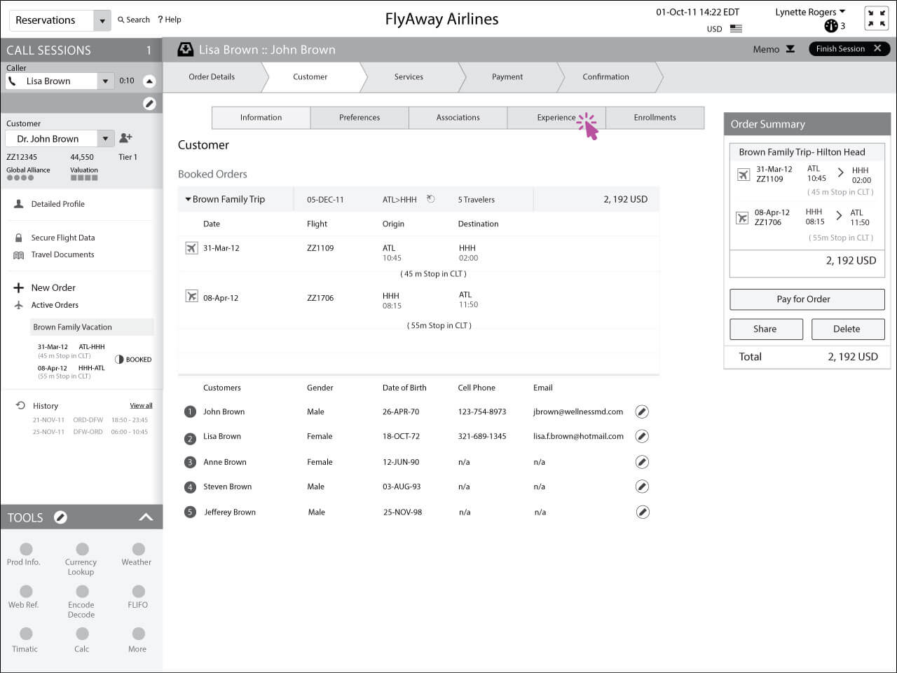Lynette Entering Customer Experience Information