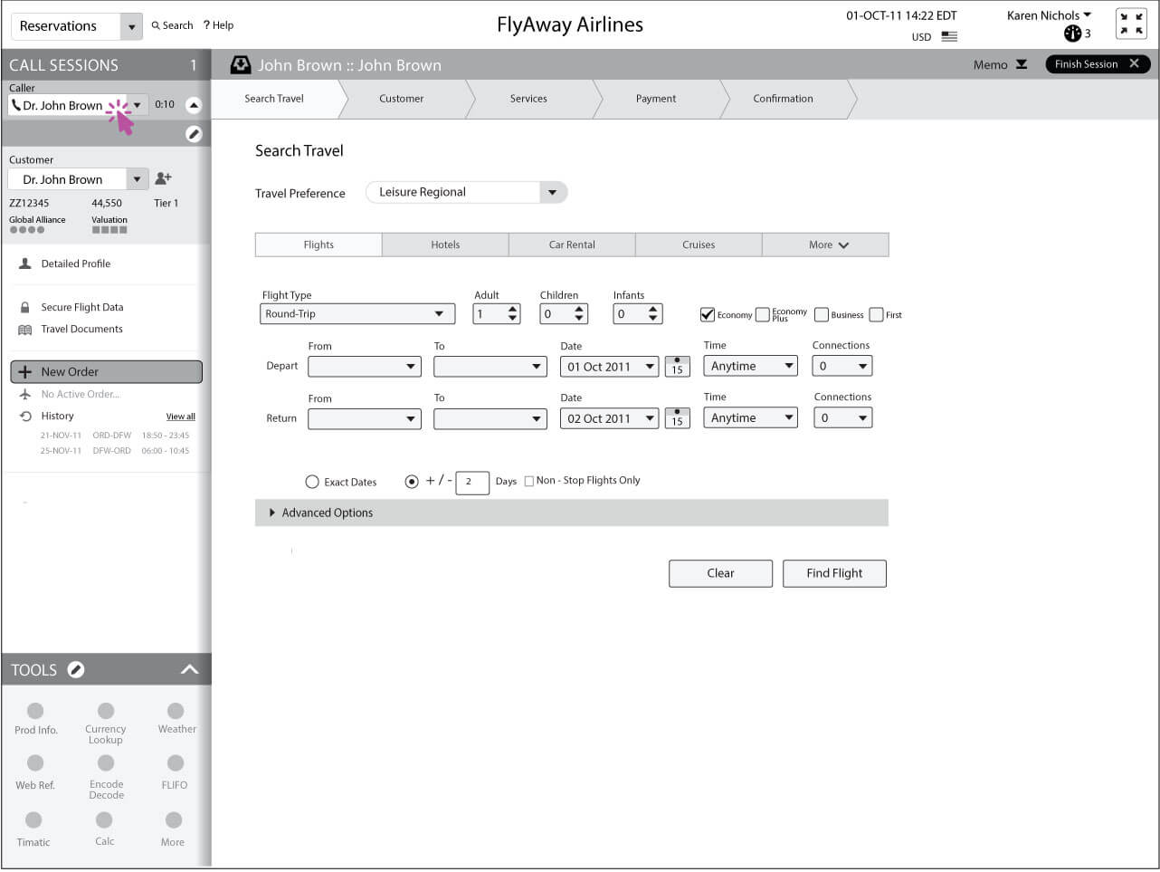Wireframing- Lisa Brown Calls the Reservation Center