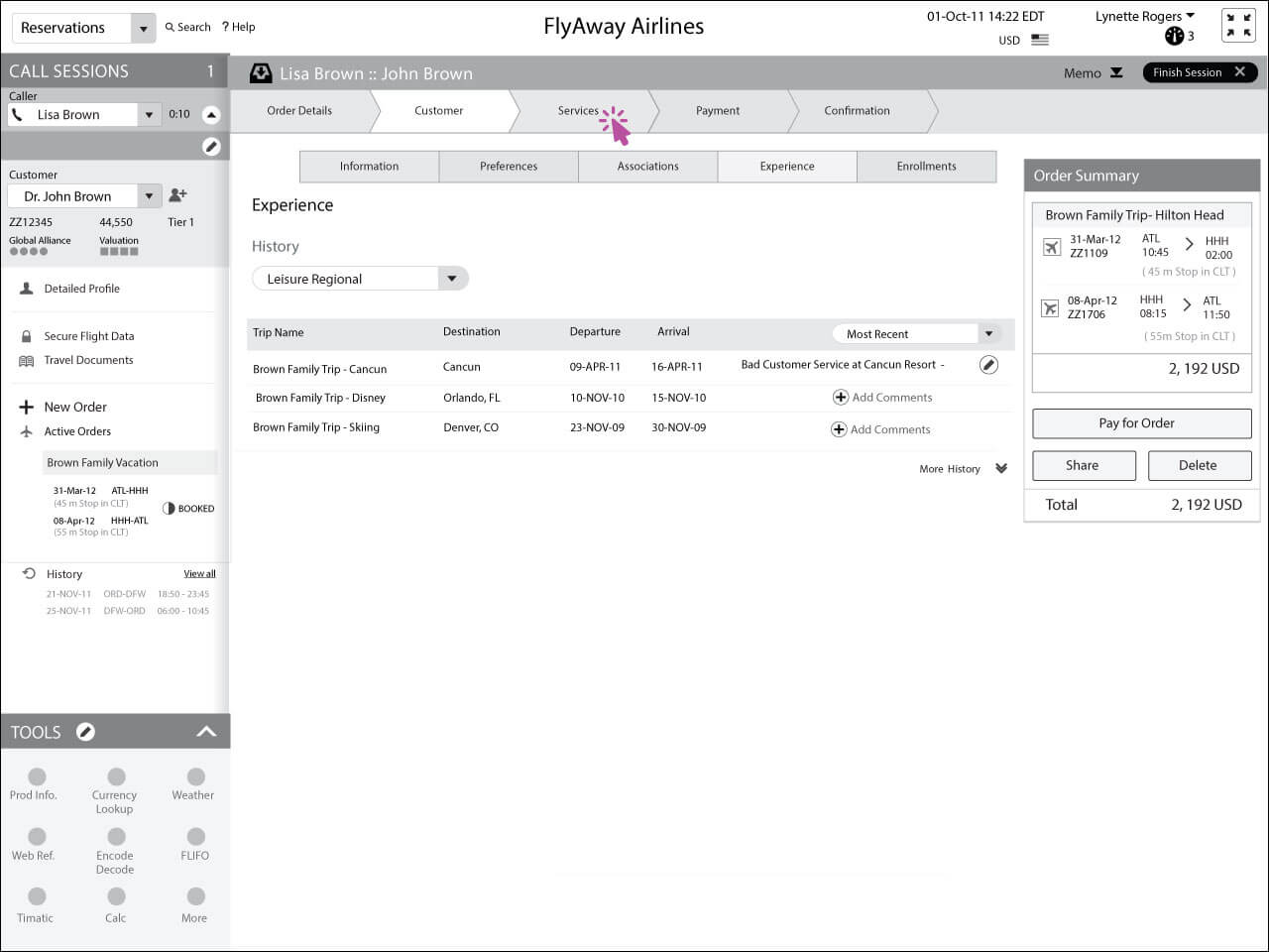Selecting Services Breadcrumb